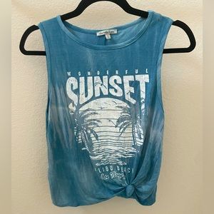 Blue Tye-Dye Malibu Beach Graphic Tank